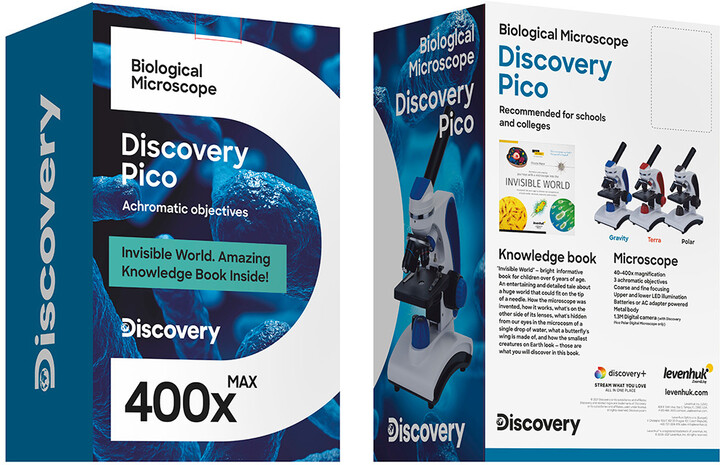 Discovery Pico, 40-400x bílomodrá, + kniha Neviditelný svět_174999063