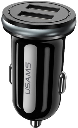 USAMS CC050 USB 2.4A Dual Mini AutoDobíječ, černá_31652468