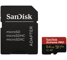 SanDisk Micro SDXC Extreme PRO 64GB 170 MB/s A2 UHS-I U3 V30 + SD adaptér Poukaz 200 Kč na nákup na Mall.cz