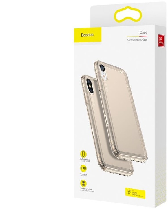 Baseus pouzdro Safety Airbags pro iPhone XR, transparentní zlatá_1477243300