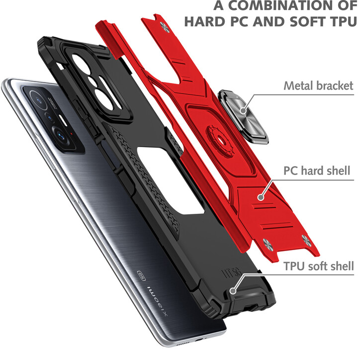 Lenuo Union Armor zadní kryt pro Xiaomi 11T/11T Pro, červená_135403023