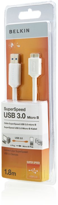 Belkin USB 3.0 kabel A-microB, bílý, 1.8 m_1807866934
