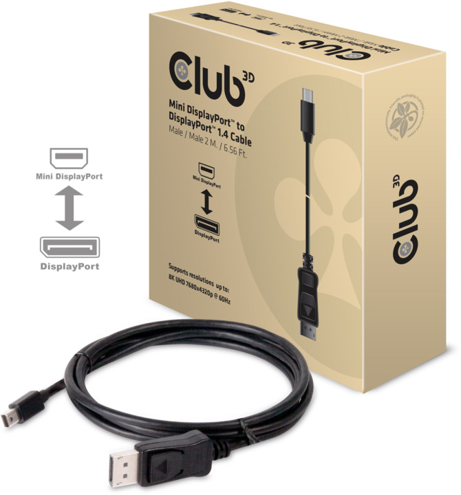 Club3D Mini DisplayPort 1.4 na DisplayPort 1.4, podpora 8k/60H, 2m_10689881