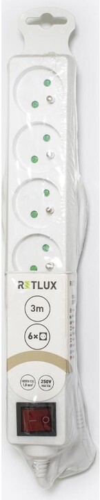 Retlux prodlužovací přívod RPC 33, 6 zásuvek, s vypínačem, 3m, bílá_269791743