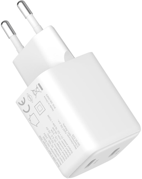 YENKEE GaN síťová nabíječka YAC G35D VOLT, 2x USB-C, 35W, bílá_10532162