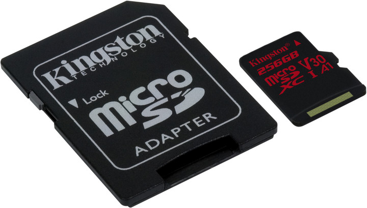 Kingston Micro SDXC Canvas React 256GB 100MB/s UHS-I U3 + SD adaptér - samostatně neprodejné_840403791
