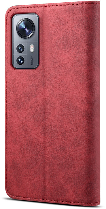 Lenuo Leather flipové pouzdro pro Xiaomi 12/12X, červená_1620562264
