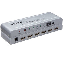 PremiumCord 4Kx2K@60Hz HDMI switch 5:1 kovový s dálkovým ovladačem a napájecím adaptérem_931840646