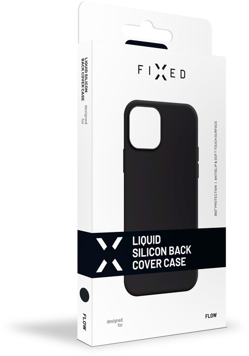 FIXED silikonový kryt Flow pro Apple iPhone 12 mini, černá