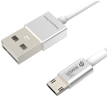 WSKEN MicroUSB nabíjecí/datový kabel, oboustranné konektory,(USB i microUSB), stříbrný_1022325016