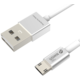 WSKEN MicroUSB nabíjecí/datový kabel, oboustranné konektory,(USB i microUSB), stříbrný