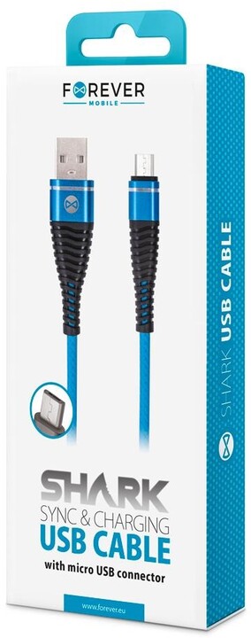 Forever CORE datový kabel microUSB, M/M, 2A, 1.2m, textilní, modrá_951094026