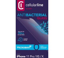 Cellularline ochranné tvrzené sklo pro iPhone X/XS/11 Pro, antimikrobiální, černá_569472388