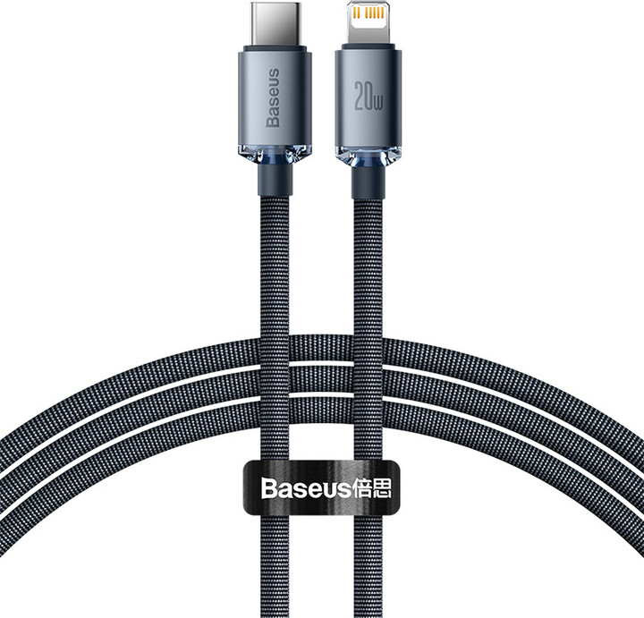 Baseus nabíjecí / datový kabel Crystal Shine Series USB-C - Lightning, 20W, 1.2m, černá_368333017