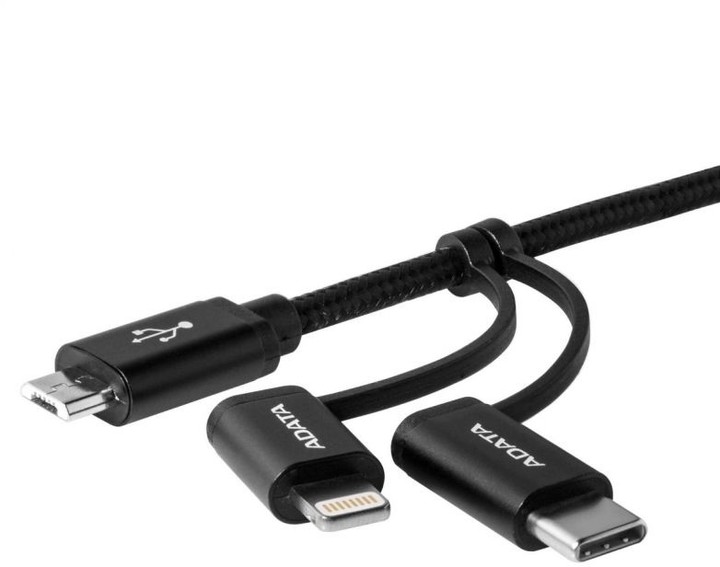 ADATA micro USB/lightning/USB-C 3-in-1 Cable, černý_298002132