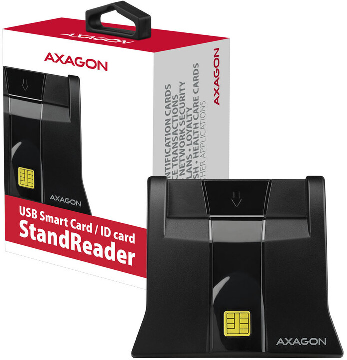 AXAGON CRE-SM4 USB Smart card StandReader (eObčanka), černá_381134938