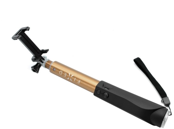 FIXED teleskopický selfie stick v luxusním hliníkovém provedení s BT spouští, zlatý_280169781