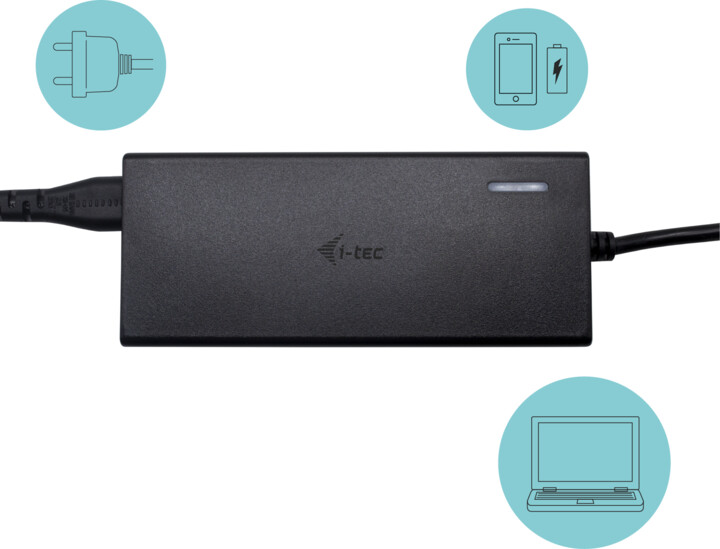 i-tec USB-C Dual Display Docking Station with Power Delivery 65W + Universal Charger 77 W_365912529