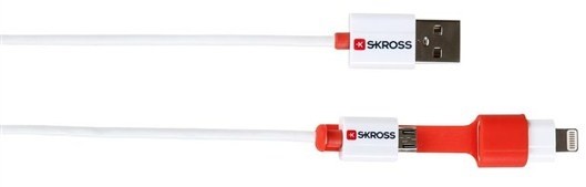 Skross USB 2in1 Charge'n Sync, délka 1m, micro USB a Apple Lightning combo konektor