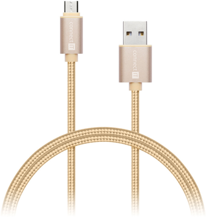 CONNECT IT Wirez Premium Metallic micro USB - USB, gold, 1m_2117102456