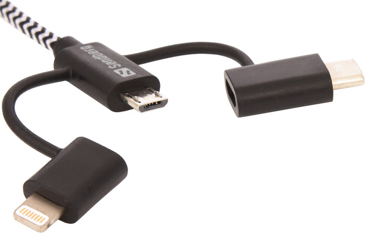 Sandberg kabel Lightning+MicroUSB+USB-C, 1m_853142317