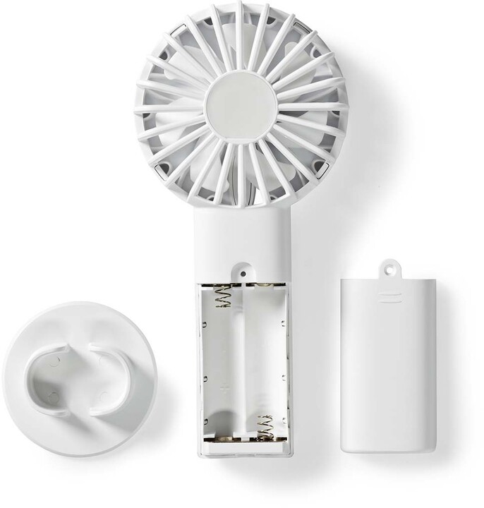 NEDIS ruční ventilátor, 6cm, 2 rychlosti, napájení 2xAA, bílá_1255782888