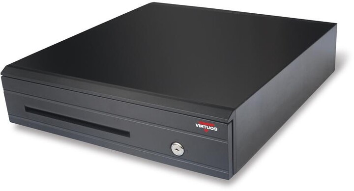 Virtuos pokladní zásuvka C425C, s kabelem, kovové držáky, 9-24V, černá_97565271
