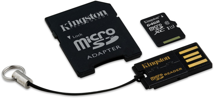 Kingston Micro SDXC 64GB Class 10 + SD adaptér + USB čtečka_1041572246
