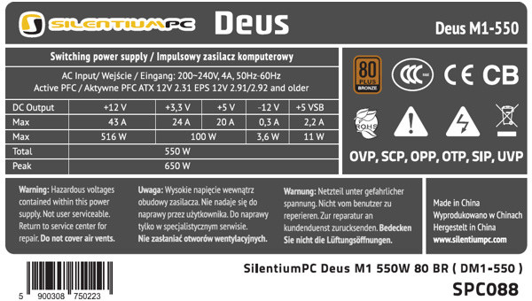 SilentiumPC Deus M1 550W_1022498682