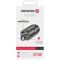 SWISSTEN nabíječka do auta, USB-C PD, USB-A SuperCharge, 30W, stříbrná_1597746895