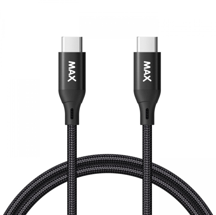 MAX kabel USB-C, 95W, opletený, 1m, černá_256027260