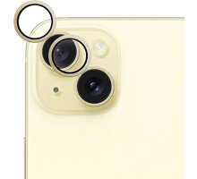EPICO hliníkové tvrzené sklo na čočky fotoaparátu pro Apple iPhone 15 / 15 Plus, žlutá_232956683