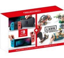 Nintendo Switch (2019), červená/modrá + Nintendo Labo Vehicle Kit_1529301357