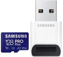 Samsung Micro SDHC 128GB PRO Plus UHS-I U3 (Class 10) + USB adaptér O2 TV HBO a Sport Pack na dva měsíce