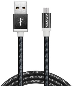 ADATA Micro USB kabel pletený, 1m, černý_2093453446
