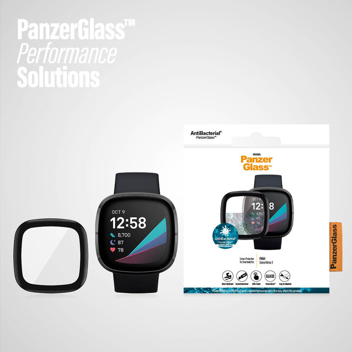 PanzerGlass ochranné sklo SmartWatch pro Fitbit Sense/Versa 3, antibakteriální_2098711708