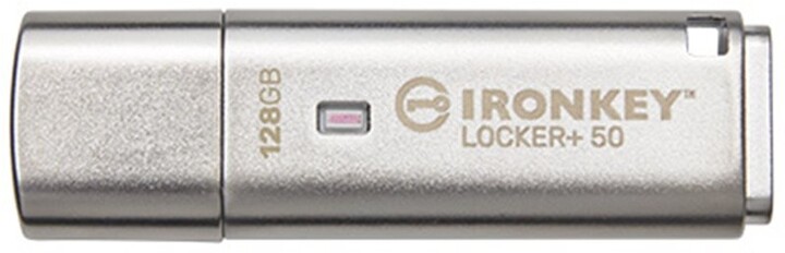 Kingston IronKey Locker+ 50, 128GB, stříbrná_1517218753
