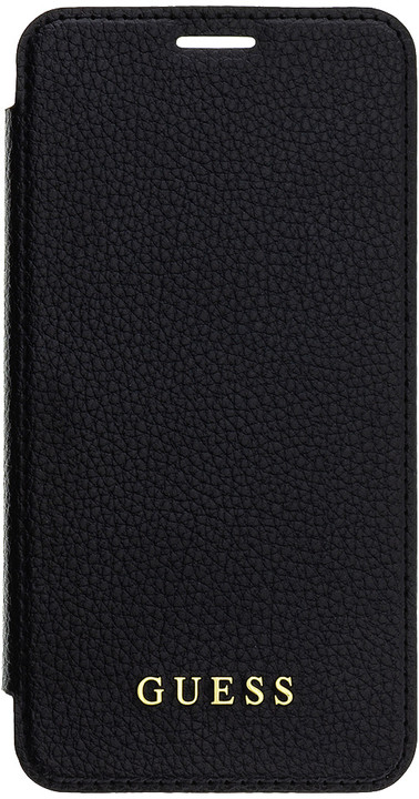 GUESS Bundle Leather Book Case Iridescent + Tempered Glass pro iPhone XR, černá_785047078