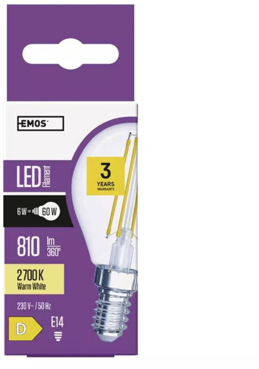 Emos LED žárovka Filament Mini Globe 6W, 810lm, E14, teplá bílá_1991832139