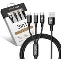 RhinoTech nabíjecí a datový kabel 3v1 USB-A - MicroUSB + Lightning + USB-C, 1.2m, černá_643856409