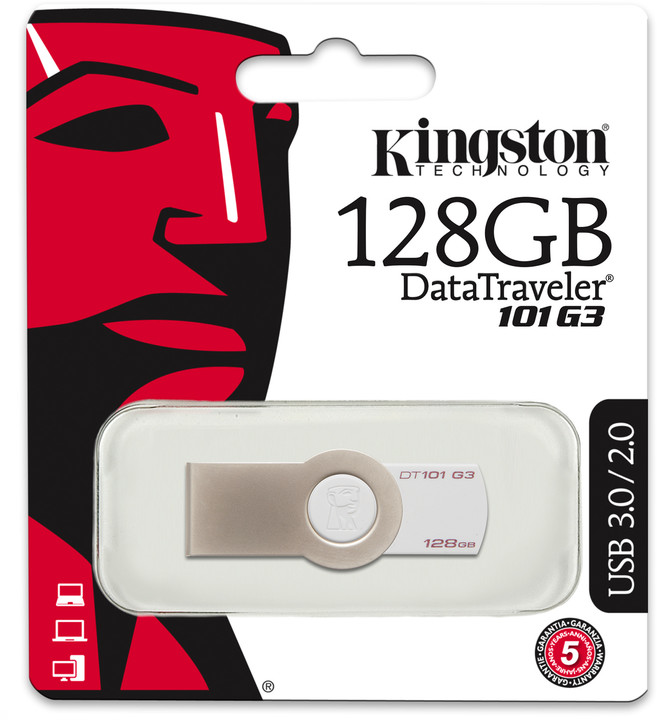 Kingston DataTraveler 101 GEN3 128GB, bílá_914291914
