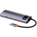 Baseus multifunkční HUB Metal Gleam Series 5v1 - USB-C PD 100W, 3xUSB 3.0, HDMI, šedá_877612598