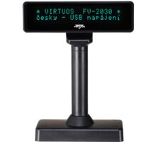 Virtuos FV-2030B - VFD zákaznicky displej, 2x20 9mm, USB, černá