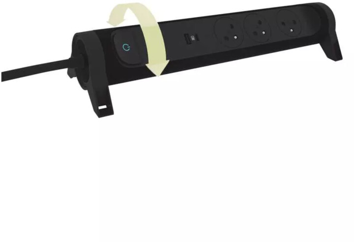Legrand přepěťová ochrana, 3 zásuvky, USB-A, USB-C, 1.5m, černá_891039117