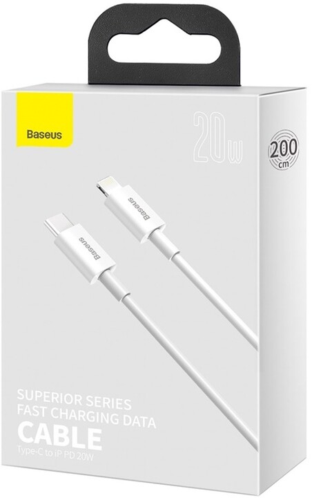 BASEUS kabel Superior Series USB-C - Lightning, rychlonabíjecí, 20W, 2m, bílá_1432804515