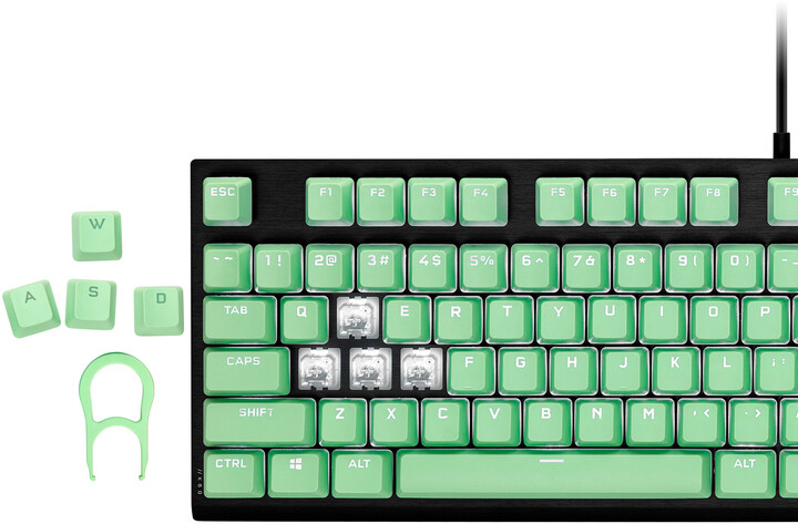 Corsair vyměnitelné klávesy PBT Double-shot Pro, 104 kláves, Mint Green, US_324671250
