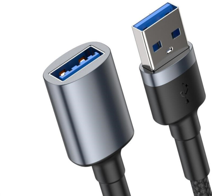 BASEUS kabel Cafule Series USB 3.0, M/F, nabíjecí, 2A, 1m, šedá_487008519