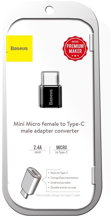 Baseus adaptér USB-C samec/microUSB samice, černá_1887011112