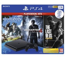 PlayStation 4 Slim, 1TB, černá + Horizon Zero Dawn + The Last of Us + Uncharted 4_1218809857
