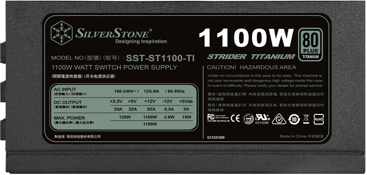 SilverStone Strider Titanium ST1100-TI - 1100W_973160877